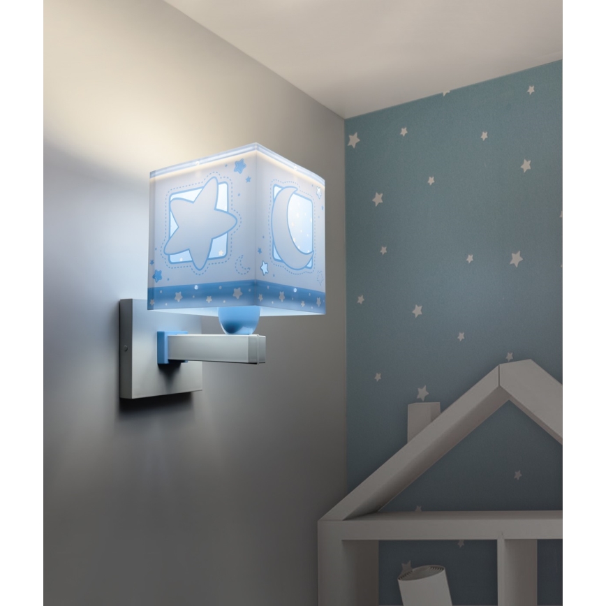 Dalber 63239T - Dečija zidna rasveta MOONLIGHT 1xE27/15W/230V plava