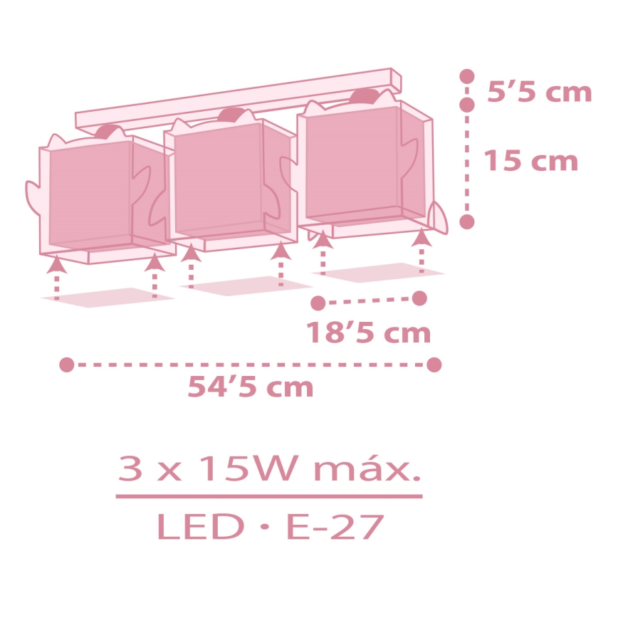 Dalber 64483 - Dečija plafonjera LITTLE FRIENDS 3xE27/15W/230V