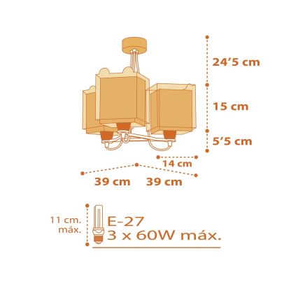 Dalber 64567 - Dečiji luster LITTLE TIGER 3xE27/60W/230V