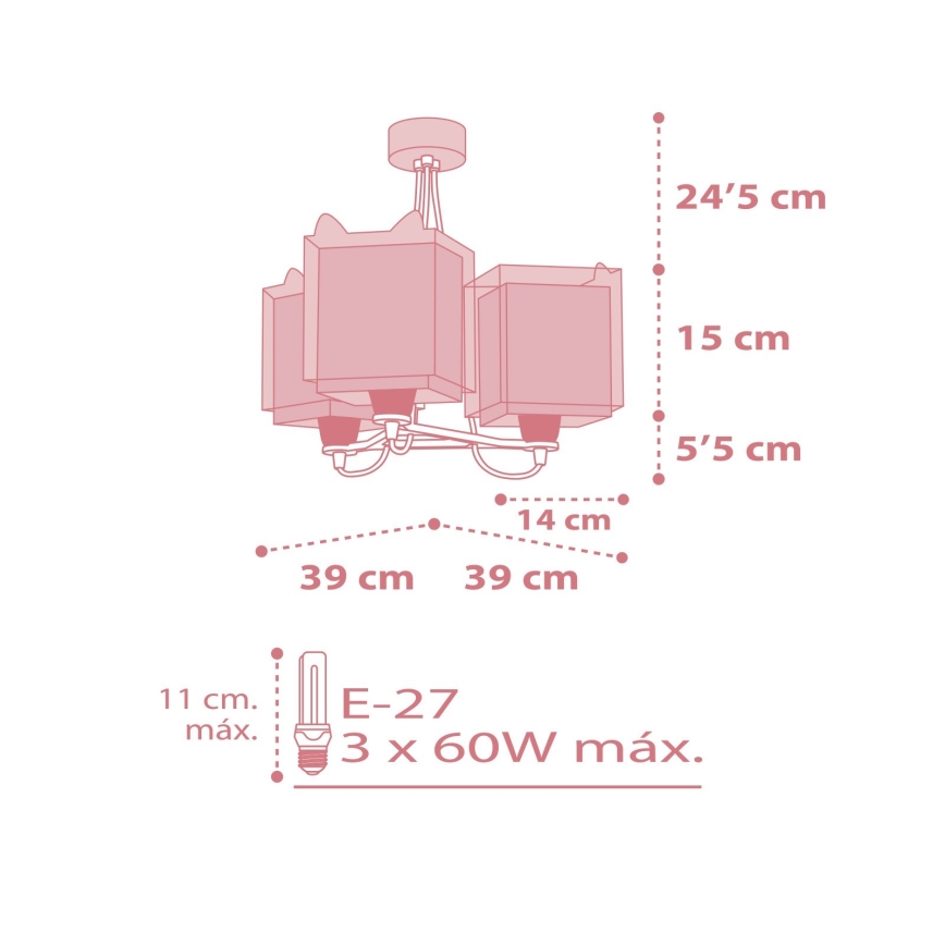 Dalber 64587 - Dečiji luster LITTLE FOX 3xE27/60W/230V