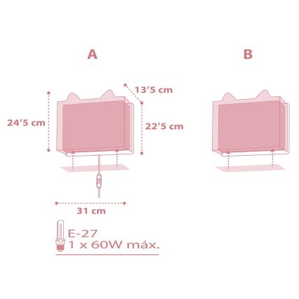 Dalber 64588 - Dečije zidno svetlo LITTLE FOX 1xE27/60W/230V