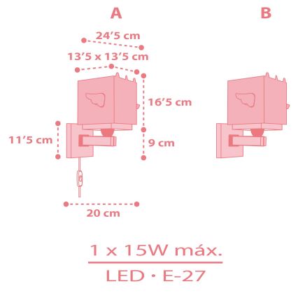Dalber 64599 - Dečija zidna rasveta LITTLE UNICORN 1xE27/15W/230V