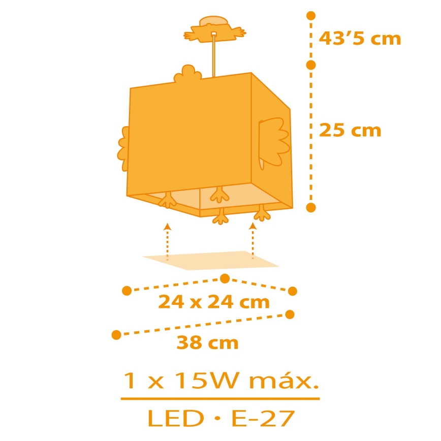 Dalber 64642 - Dečiji luster LITTLE CHICKEN 1xE27/15W/230V