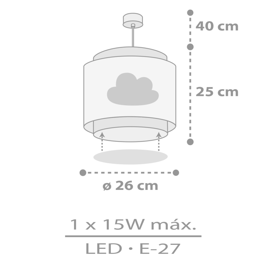 Dalber 76012E - Dečiji luster BABY DREAMS 1xE27/15W/230V sivo