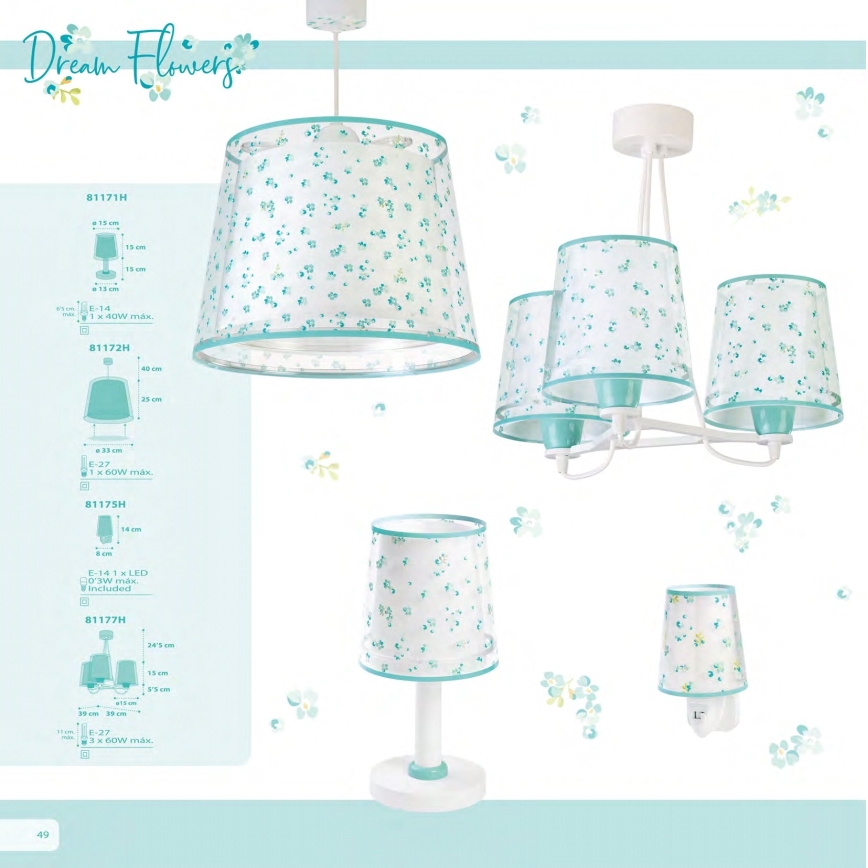 Dalber 81172H - Dječji luster DREAM FLOWERS 1xE27/60W/230V