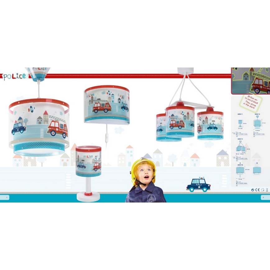 Dalber D-60614 - Dečji luster POLICE 3xE27/60W/230V
