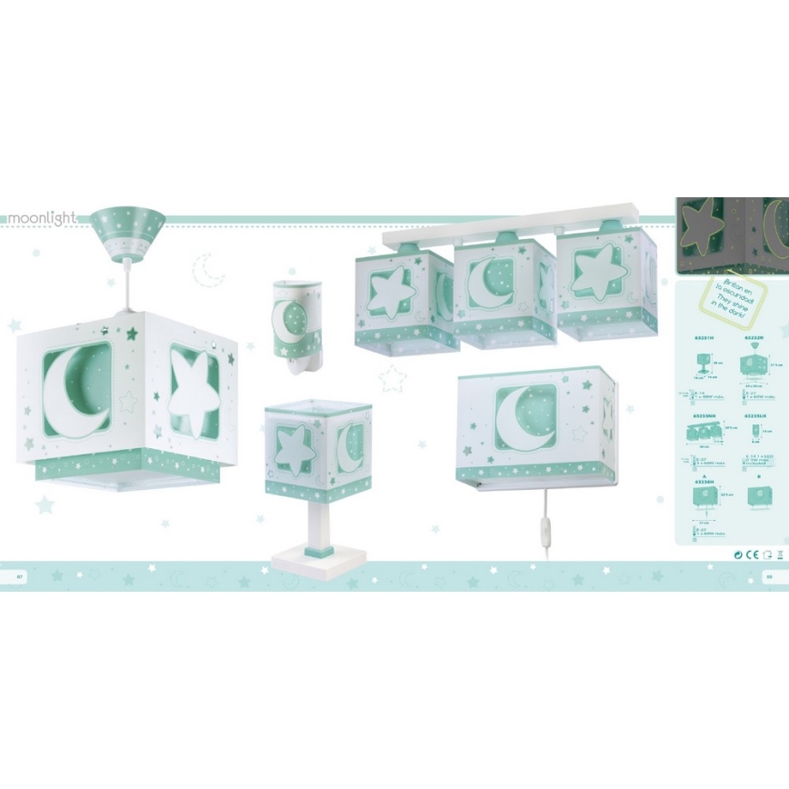 Dalber D-63233NH - Dečije plafonsko svetlo MOONLIGHT 3xE27/60W/230V