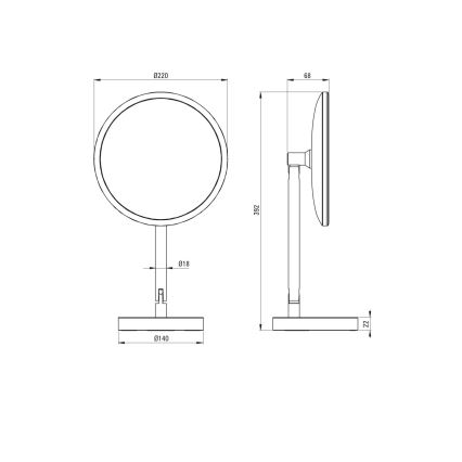 Deante ADI_Z812 - SILIA LED punjivo kozmetičko ogledalo za kupatilo, 5V, 5000 mAh, 2700-6500K, IP44