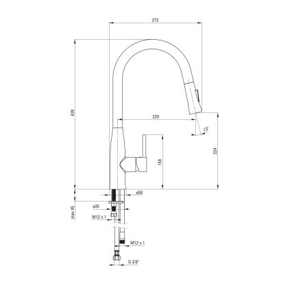 Deante BDH_072M - Kuhinjska slavina za sudoperu sa izvlačnom prskalicom LUKRECJA sjajni hrom