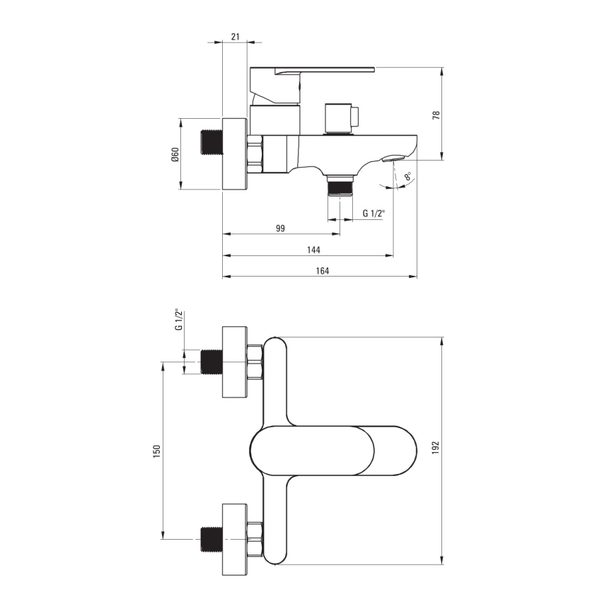 Deante BGA_010M - Baterija za kadu ALPINIA, sjajni hrom