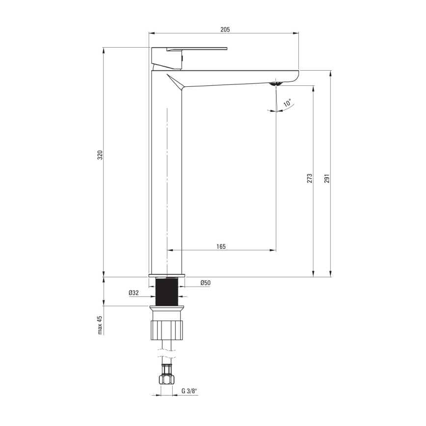 Deante BGA_020K - Baterija za umivaonik ALPINIA sjajni hrom