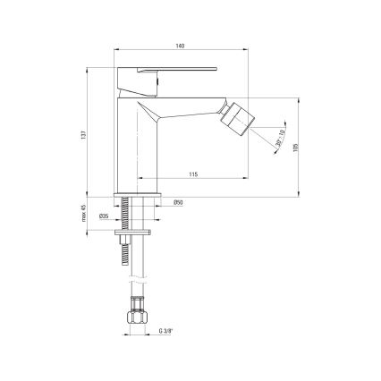 Deante BGA_030M - Baterija za bide ALPINIA sjajni hrom