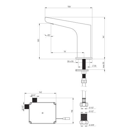 Deante BQH_028R - Beskontaktna Mešalica za lavabo HIACYNT 4xAA sjajni krom