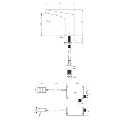 Deante BQH_028V - Bezdodirni Mešalica za lavabo HIACYNT 230/6V sjajni krom