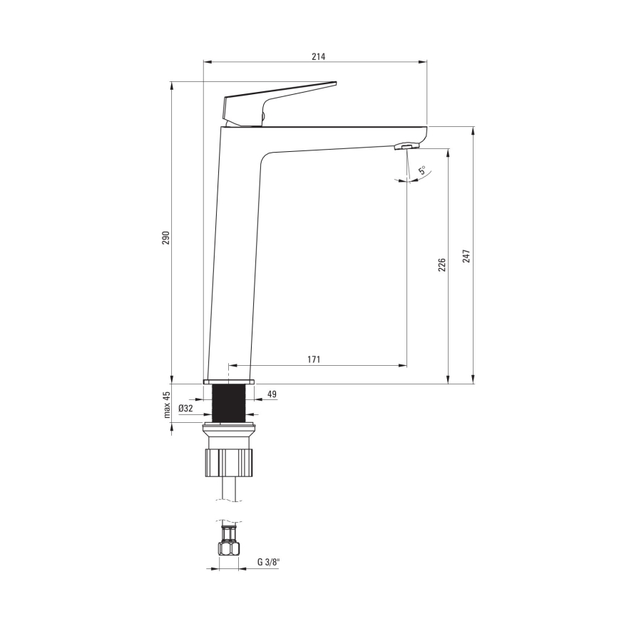 Deante BQL_020K - Baterija za umivaonik BLUR sjajni hrom