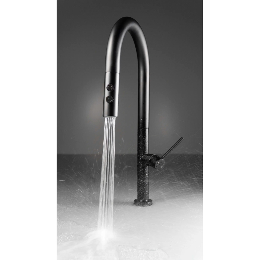 Deante BQO_N72M - Slavina za sudoperu sa izvlačnom prskalicom OLFATO crna