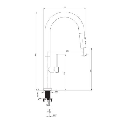 Deante BQO_N72M - Slavina za sudoperu sa izvlačnom prskalicom OLFATO crna