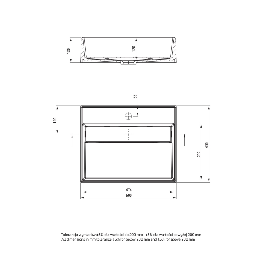 Deante CQR_NU5M - Nadgradni lavabo CORREO 40x50 cm granit/crno