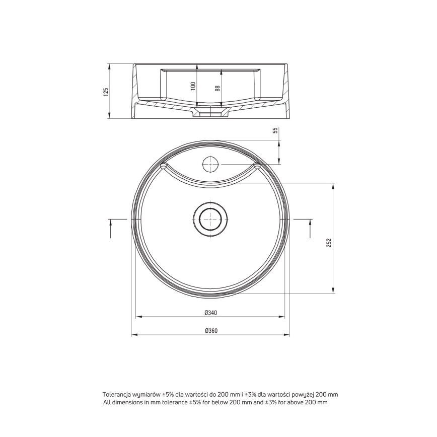 Deante CQS_5U4B - Nadgradni lavabo sa otvorom za slavinu SILIA pr. 36 cm granit/bež