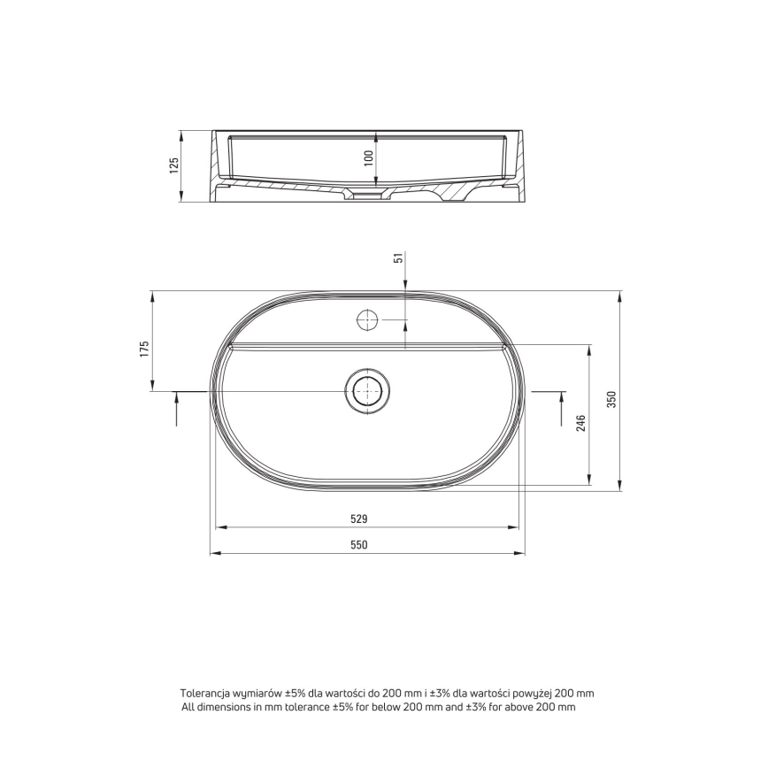 Deante CQS_5U6B - Nadgradni lavabo sa otvorom za slavinu SILIA 35x55 cm granit/bež
