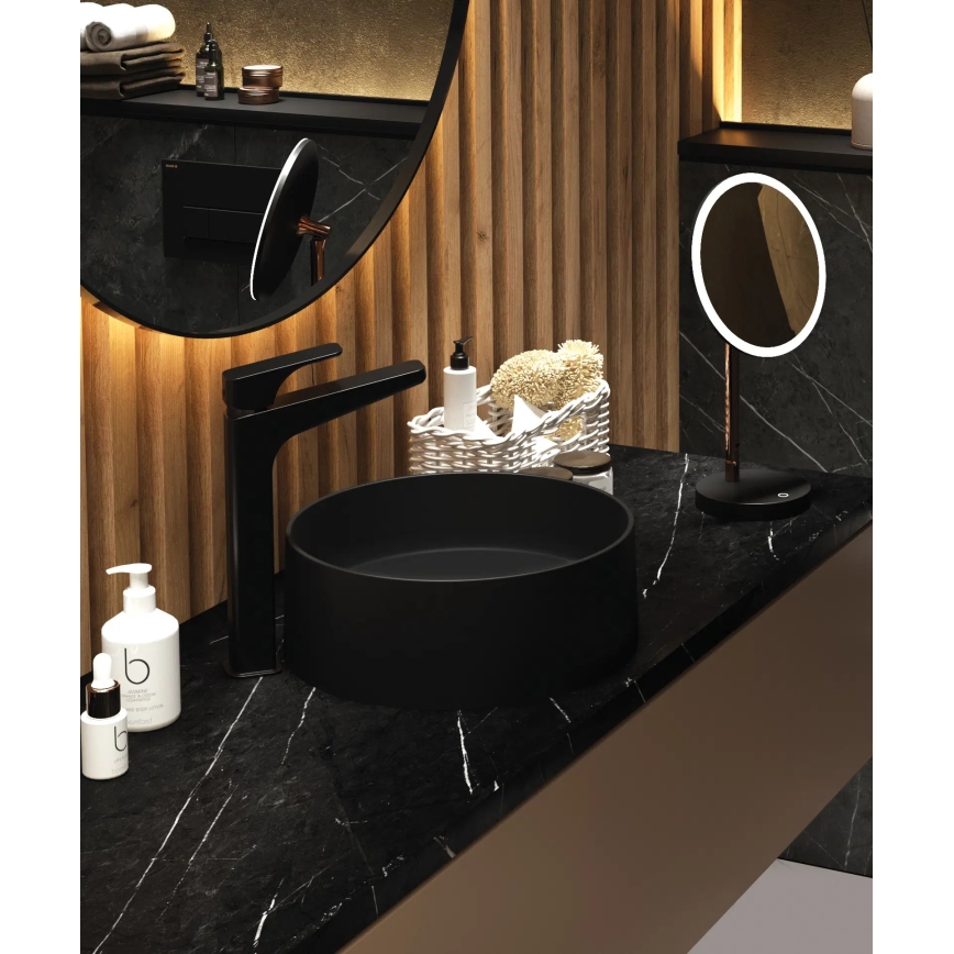 Deante CQS_NU4S - Umivaonik za ugradnju na radnu ploču SILIA fi 36 cm granit/crna