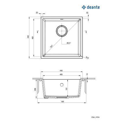 Deante ZQA_N10A - Kuhinjska sudopera CORDA 44x44 cm granit/crno