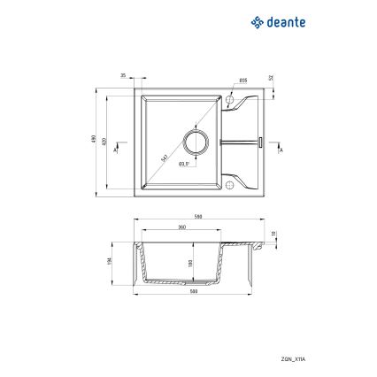 Deante ZQN_G11A - Kuhinjska sudopera ANDANTE 49x59 cm granit/metalik grafitno