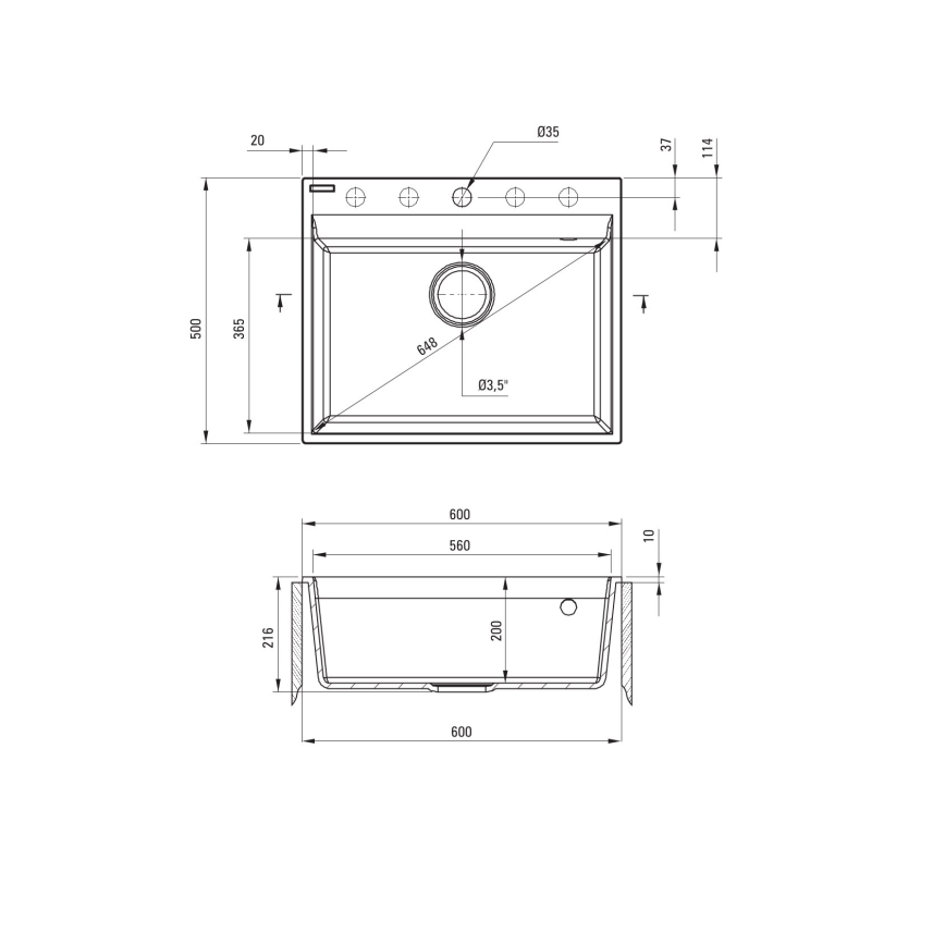 Deante ZRC_S10A - Kuhinjski sudoper CORIO 50x60 cm granit/metalno siva