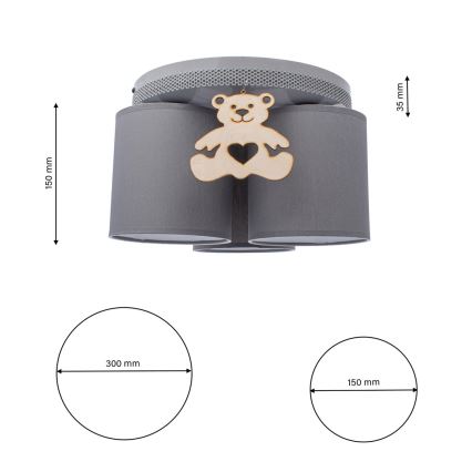 Dečija plafonjera BEAR 3xE27/60W/230V