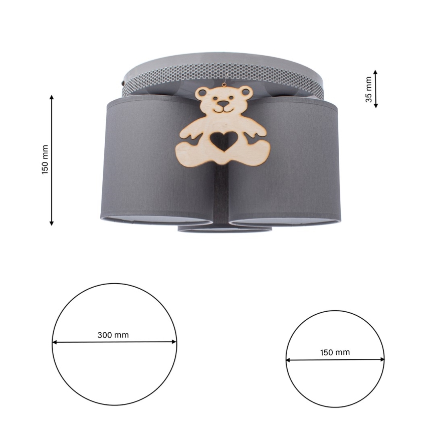 Dečija plafonjera BEAR 3xE27/60W/230V