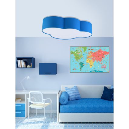 Dečija plafonjera CLOUD 4xE27/15W/230V plava