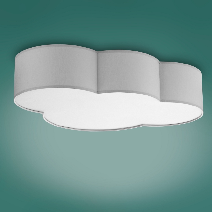 Dečija plafonjera CLOUD 4xE27/15W/230V sivo