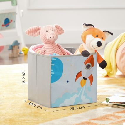 Dečija polica za knjige ANET sa platnenim kutijama, bela