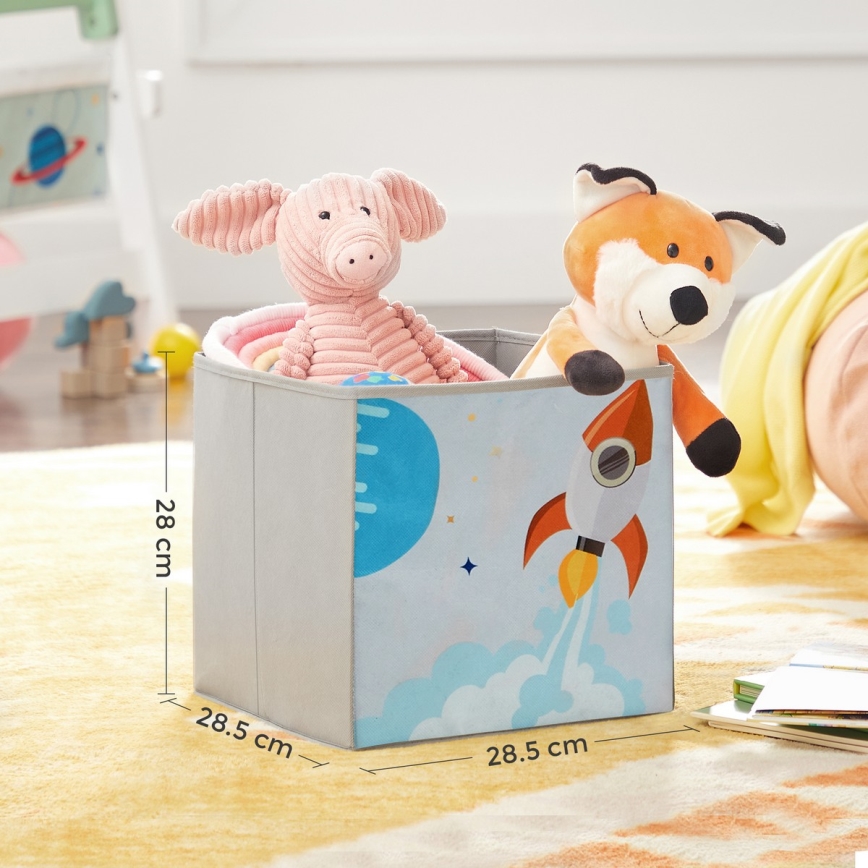 Dečija polica za knjige ANET sa platnenim kutijama, bela