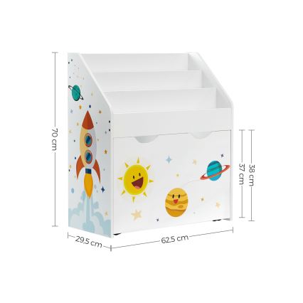 Dečija polica za knjige sa fiokom ANET bela