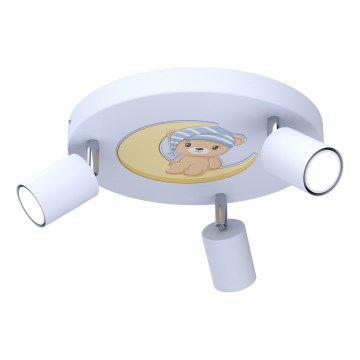 Dečija reflektorska lampa FUN 3xGU10/8W/230V plava/medvedić