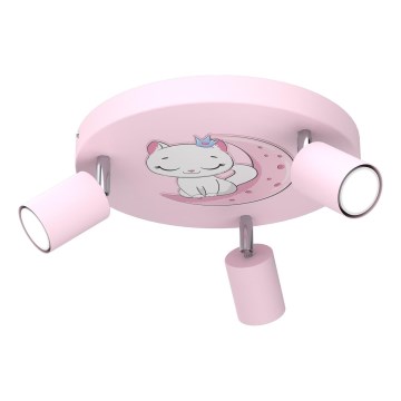 Dečija reflektorska lampa FUN 3xGU10/8W/230V roze/mačka