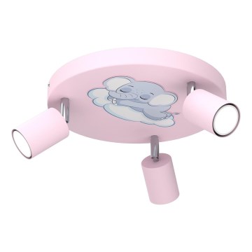Dečija reflektorska lampa FUN 3xGU10/8W/230V roze/slon