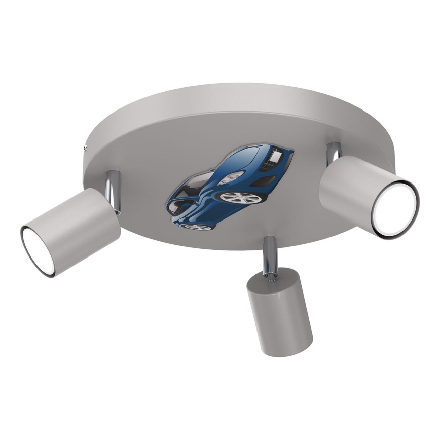 Dečija reflektorska lampa FUN 3xGU10/8W/230V sivo/auto