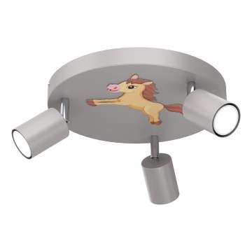 Dečija reflektorska lampa FUN 3xGU10/8W/230V sivo/konj