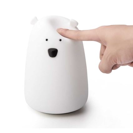 Dečija RGB LED dodirna lampica BEAR LED/0,8W/5V bela + USB