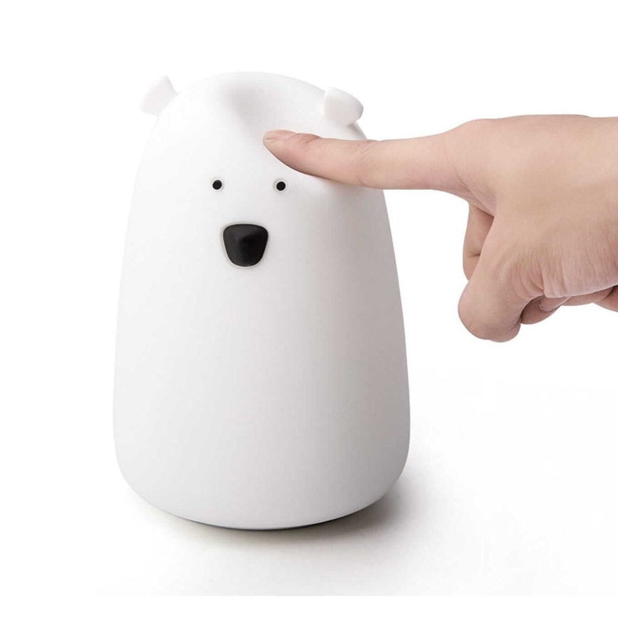 Dečija RGB LED dodirna lampica BEAR LED/0,8W/5V bela + USB