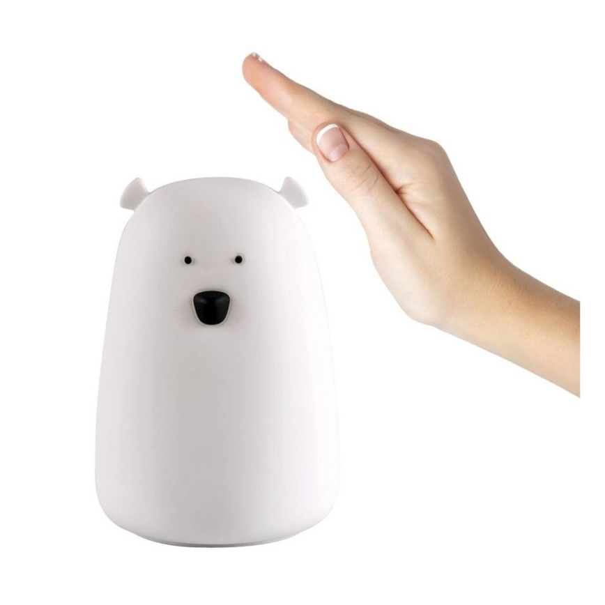 Dečija RGB LED dodirna lampica BEAR LED/0,8W/5V bela + USB