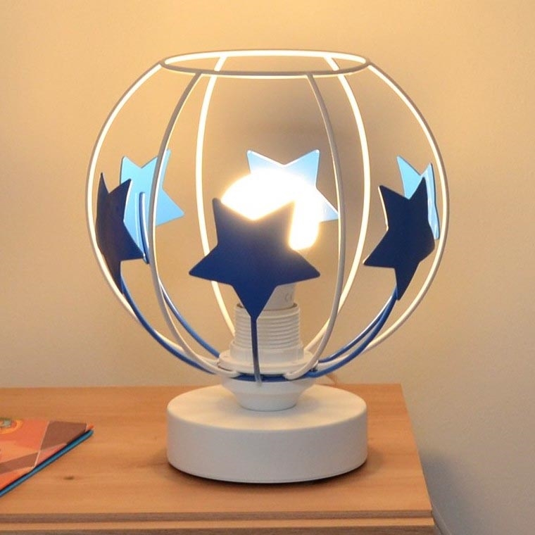 Dečija stona lampa STARS 1xE27/15W/230V plava/bela