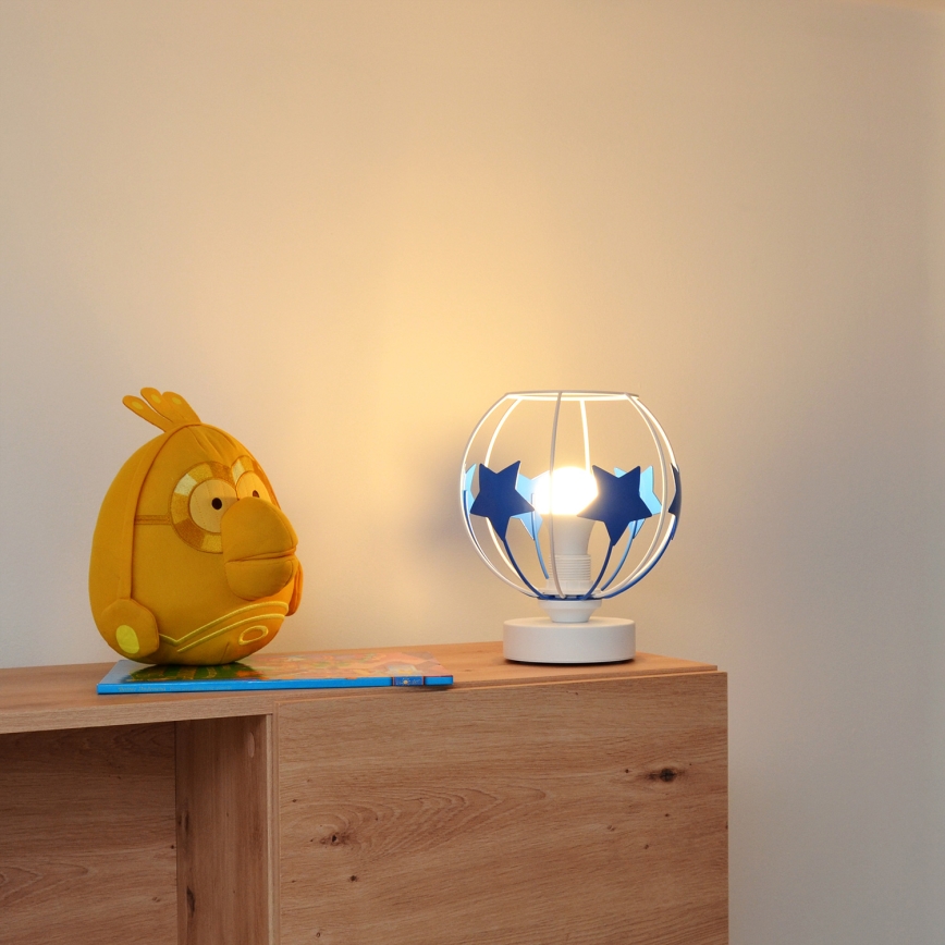 Dečija stona lampa STARS 1xE27/15W/230V plava/bela