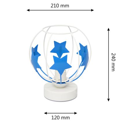 Dečija stona lampa STARS 1xE27/15W/230V plava/bela