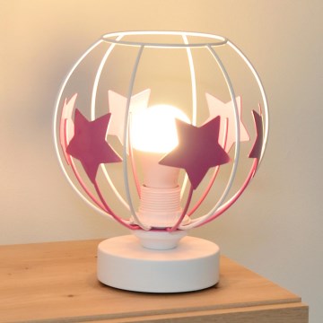 Dečija stona lampa STARS 1xE27/15W/230V roze/bela