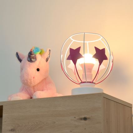 Dečija stona lampa STARS 1xE27/15W/230V roze/bela