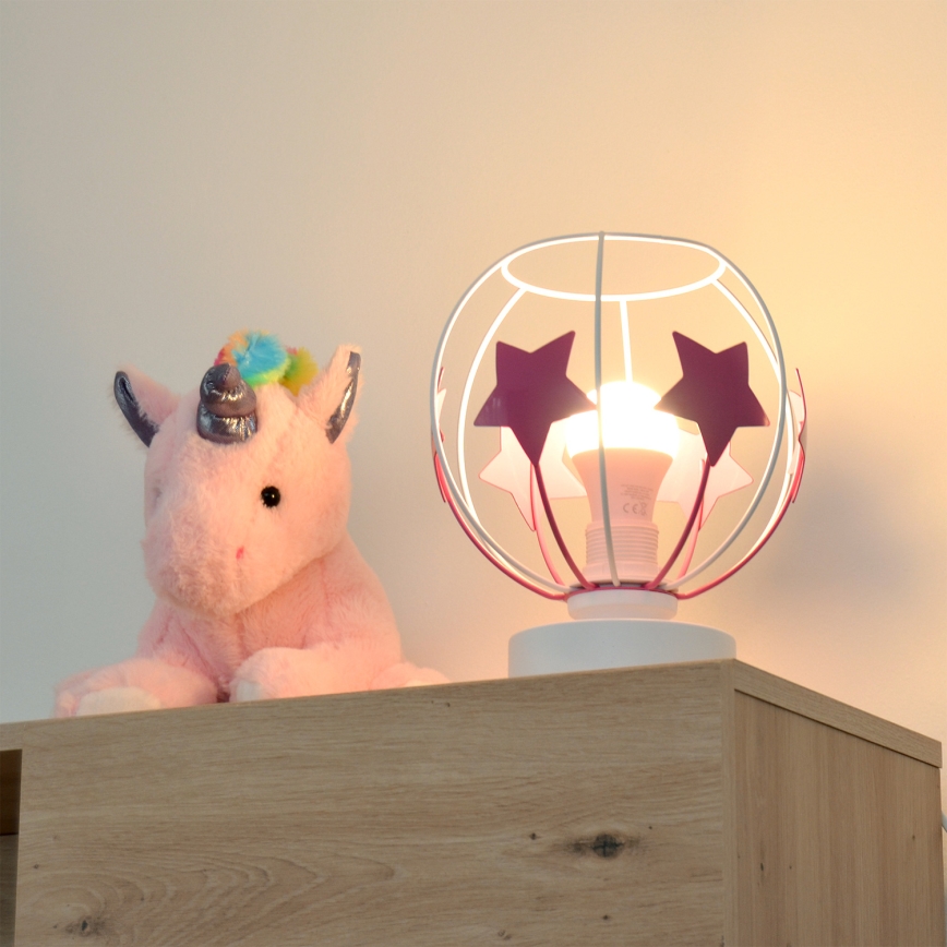 Dečija stona lampa STARS 1xE27/15W/230V roze/bela