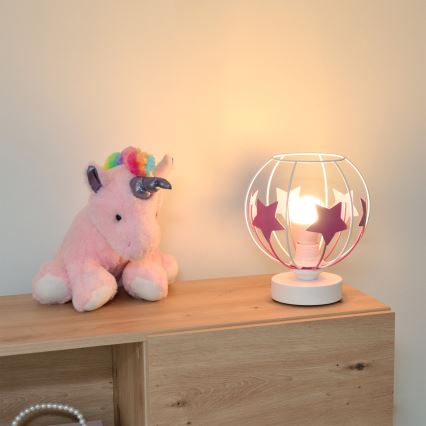 Dečija stona lampa STARS 1xE27/15W/230V roze/bela